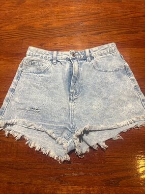 SHEIN Light Blue High-Rise Denim Shorts
